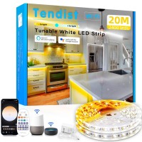 Tendist 65.6Ft White Led Strip Lights 3000K-6500K, Alexa Compatible Light Strip Cool And Warm White Dimmable, 24V App Smart Led Light With Remote, Cuttable Under Cabinet Lighting For Kitchen, Bedroom