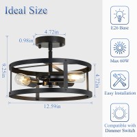 Xpehk 3Light Semi Flush Mount Ceiling Light Farmhouse Flush Mount Light Fixture Industrial Ceiling Light Black Metal Cage Ceili