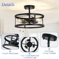 Xpehk 3Light Semi Flush Mount Ceiling Light Farmhouse Flush Mount Light Fixture Industrial Ceiling Light Black Metal Cage Ceili