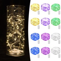 12 Pack Fairy Lights Battery Operated String Lights 7Ft 20 Led Mason Jar Lights Waterproof Silver Wire Light Fireflies Diy Party Wedding Christmas Valentines Day Decoration(12 Pack,Multicolor)