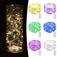 6 Pack Fairy Lights Battery Operated String Lights 7Ft 20 Led Mason Jar Lights Waterproof Silver Wire Light Fireflies Diy Party Wedding Christmas Valentines Day Decoration(6 Pack,Multicolor)