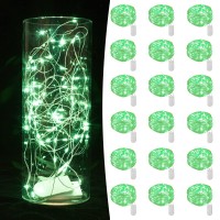 18 Pack Fairy Lights Battery Operated String Lights 7Ft 20 Led Mason Jar Lights Waterproof Silver Wire Light Fireflies Diy Party Wedding Christmas Valentines Day Decoration(18 Pack,Green)