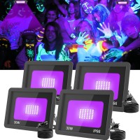 Tsun 30W Led Black Lights 4 Pack Led Blacklights Flood Light Outdoor Waterproof Blacklight Spotlights For Fluorescent Neon Glo