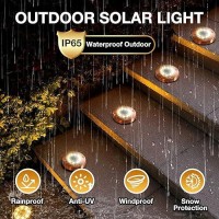 Hoflyw Outdoor Inground Lights Solar Disc Lights Outdoor Solar Garden Lights In Ground Solar Landscape Light 8 Pack 12 Led For