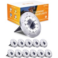 Biling Solar Outdoor Lights 12 Pack, Bright 12 Leds Solar Ground Lights Waterproof, Flat Pathway Lights Solar Powered For Yard Walkway Garden Driveway (White)