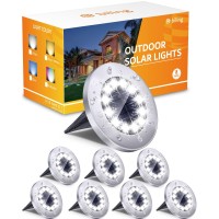 Biling Solar Ground Lights Outdoor 8 Packs, Bright 12 Leds Solar Lights Outdoor Waterproof, Flat Landscape Lights Solar Powered For Yard Walkway Garden Driveway (White)