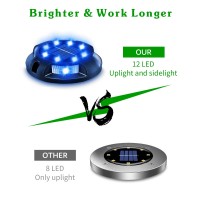 Biling Solar Pathway Lights Outdoor Uplight Sidelight 12 Packs Blue Bright Solar Ground Lights Walkway Lights Waterproof Solar