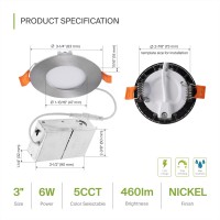 Asd 3 Inch Led Recessed Light 2700K3000K3500K4000K5000K 6W 30W Eqv Ultra Thin Dimmable Ceiling Lights With J Box Canle