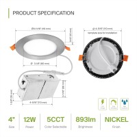 Asd Led Recessed Lighting 4 Inch 2700K3000K3500K4000K5000K 12W 50W Eqv Ultra Thin Dimmable Ceiling Lights With J Box C