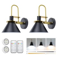 Keluoly Industrial Battery Operated Wall Sconces Set Of 2 Wireless Wall Lights Dimmable Battery Powered Wall Lamp With Memory Fu