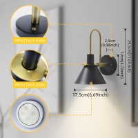 Keluoly Industrial Battery Operated Wall Sconces Set Of 2 Wireless Wall Lights Dimmable Battery Powered Wall Lamp With Memory Fu