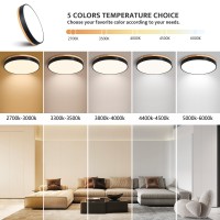 Goomavi Dimmable Wood Led Close To Ceiling Light Modern 2700K6000K 5Cct Round Black Flush Mount Ceiling Light Fixtures Minima