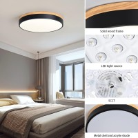 Goomavi Dimmable Wood Led Close To Ceiling Light Modern 2700K6000K 5Cct Round Black Flush Mount Ceiling Light Fixtures Minima