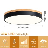 Goomavi Dimmable Wood Led Close To Ceiling Light Modern 2700K6000K 5Cct Round Black Flush Mount Ceiling Light Fixtures Minima