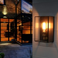 Outdoor Wall Lantern Brasss, 2-Light Large Exterior Wall Light Sconce Front Porch Light Fixture With Clear Tempered Glass Door Outdoor Wall Lighting Fixture For Garage Hallway Patio Deck Porch