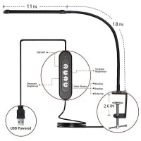 Phimuezl Led Desk Lamp With Clamp Clamp Light With Adjustable Color Modes Clip On Light With Long Flexible Gooseneck Eyecare