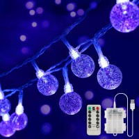 Omika 15Ft 30 Led Black Light Battery Operated Uv Black Christmas Lights String Twinkle Fairy Lights With Remote Blacklight F