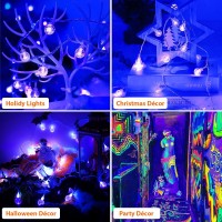 Omika 15Ft 30 Led Black Light Battery Operated Uv Black Christmas Lights String Twinkle Fairy Lights With Remote Blacklight F