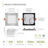 Asd Led Square Recessed Lighting 4 Inch 2700K3000K3500K4000K5000K 12W 50W Eqv Ultra Thin Dimmable Ceiling Lights With J