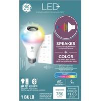 Ge Led+ Color Changing Speaker Led Light Bulb With Remote, Daylight + Multicolor, A21 Standard Bulb