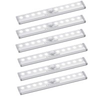 Vyanlight Under Cabinet Lights, Motion Sensor 10 Led Light Indoor - Light Strips For Closet, Kitchen, Bathroom, Pantry - Wireless Battery Operated Cabinet Lighting, Peel And Stick Anywhere, 6 Pack