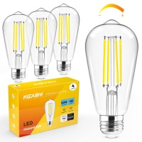 Hizashi Edison Bulbs Dimmable, Vintage E26 Led Bulb 60 Watt Equivalent Ul Listed, 4000K Cool White 700Lm 6W 95+Cri St58/St19 Antique Light Bulbs With E26 Medium Base, Clear Glass, Pack Of 4