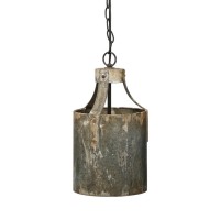 8 Inch Rustic Chandelier Pendant Light, Iron, Vintage Aged Galvanized Gray