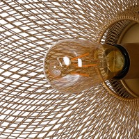 14 Inch Round Wall Mounted Lamp, Iron Mesh And Hardware, Gold Finished