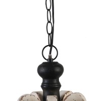 13 Inch 1 Light Chandelier, Classic Fir Wood Scrollwork, Iron, White, Black