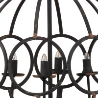 22 Inch Round Chandelier, Candelabra Style, 4 Light, Modern, Iron, Black