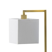 25 Inch Modern Geometric Table Lamp, Square Shade, White Marble Base, Gold