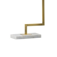 25 Inch Modern Geometric Table Lamp, Square Shade, White Marble Base, Gold