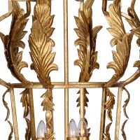 20 Inch Luxury Grade 3 Light Chandelier, Acanthus Leaf, Metal Gold Finish