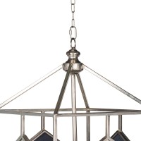 17 Inch 4 Light Chandelier, Vintage Sleek Iron Frame, Aged Silver Finish