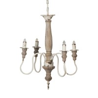 Kol 18 Inch Classic 4 Light Chandelier, Fir Wood, Iron, Beige Antique White