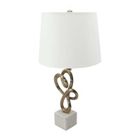 23 Inch Modern Accent Table Lamp, White Linen Shade, Luxury Gold Iron Frame