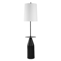 61 Inch Modern Floor Lamp, Round Drum Shade, Aluminum Frame, White, Black