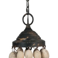 Jonas 20 Inch 4 Light Chandelier, Fir Wood Beads, Off White, Rustic Black