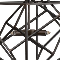 19 Inch 2 Light Chandelier, Geometric Pattern, Iron Frame, Retro, Black