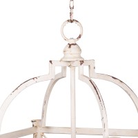 18 Inch Chandelier, Birdcage Design Iron, Farmhouse Weathered Antique White