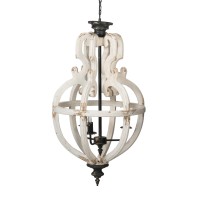 Brad 20 Inch 4 Light Chandelier, Classic Scrollwork, Farmhouse White, Black