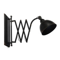 18 Inch Wall Mounted Lamp, Extendable Accordion Arm, Iron, Antique Black