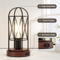 Gyrovu Vintage Rustic Desk Lamp Set Of 2 Small Industrial Table Lamp 3 Way Dimmable Touch Control Edison Lamp With Ac Outlet Bed