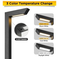 Gardencoin 3Cct Led Low Voltage Landscape Pathway Light Wired, Premium 3000K/4000K/5000K Selectable Path Lighting, Modern Walkway Lights Outdoor, Higher Aluminum Housing With Larger Stake (4 Pack)