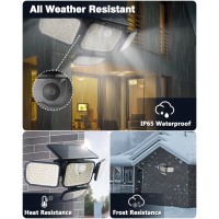 Freecube Solar Lights Outdoor 286Led Solar Security Flood Lights With 4 Heads Motion Sensor Lights, Ip65 Waterproof, 3 Modes, Remote, Solar Lights For Garage Porch Garden Front Door 2 Pack