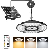 Meikee Solar Light For Shed Interior Outdoor 152 Led 4+1 Adjustable Leaf 6 Lighting Modes 1200Lm Motion Sensor Remote Control Solar Shop Lights For Shed Pendant Lights Indoor Solar Lights For Home