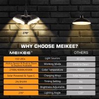 Meikee Solar Light For Shed Interior Outdoor 152 Led 4+1 Adjustable Leaf 6 Lighting Modes 1200Lm Motion Sensor Remote Control Solar Shop Lights For Shed Pendant Lights Indoor Solar Lights For Home