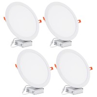 Jarlstar 4Pack 11 Inch Ultra Thin Led Recessed Ceiling Light With Junction Box 6000K Daylight 24W 110V Eqv Recessed Lighting