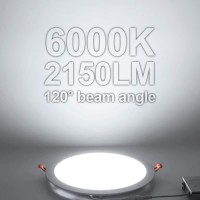 Jarlstar 4Pack 11 Inch Ultra Thin Led Recessed Ceiling Light With Junction Box 6000K Daylight 24W 110V Eqv Recessed Lighting