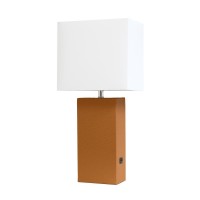 Lexington 21 Leather Base Bedside Table Lamp With Usb Charging Port